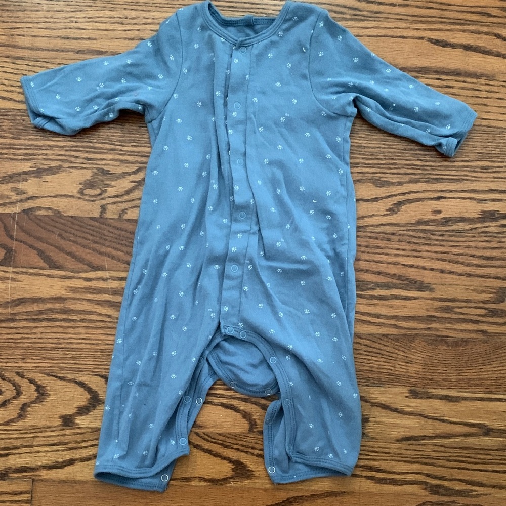 Petit Bateau Blue Patterned paw print short pajamas baby 6M